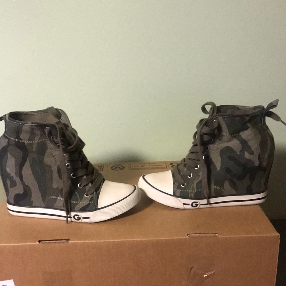 Guess wedge army sneakers. Size 10. Like new.